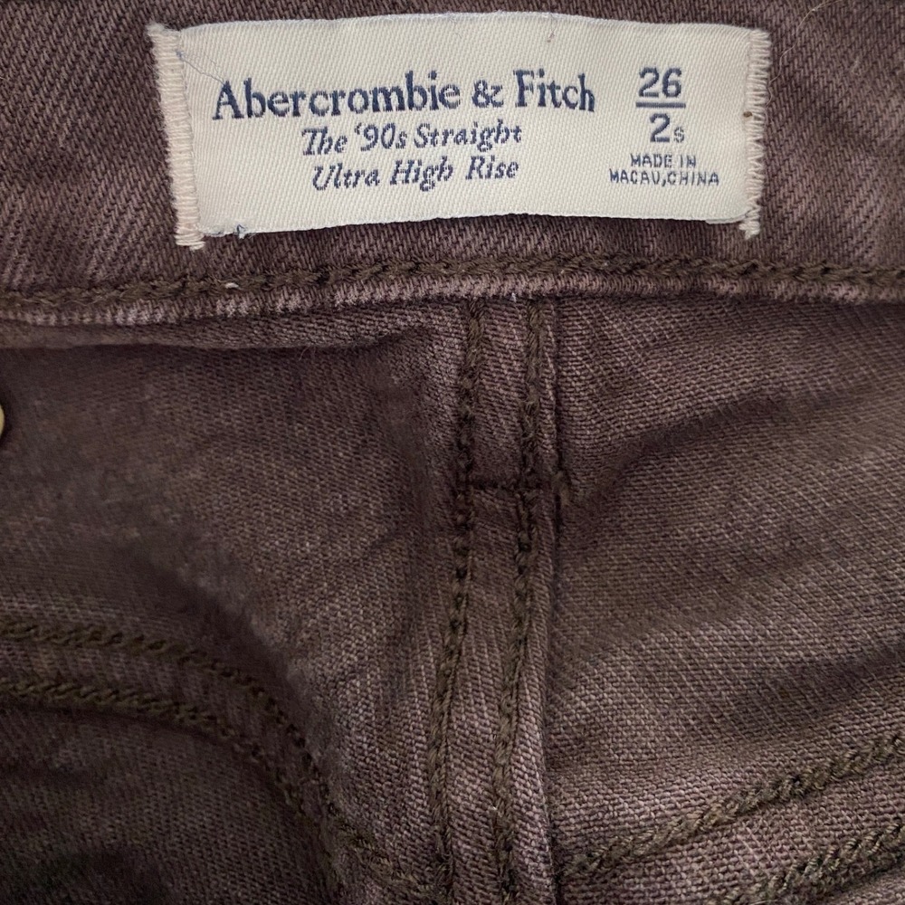 Abercrombie & Fitch The 90s Straight Ultra High Rise Brown Jeans 26/2S 15501304 - Picture 3 of 11